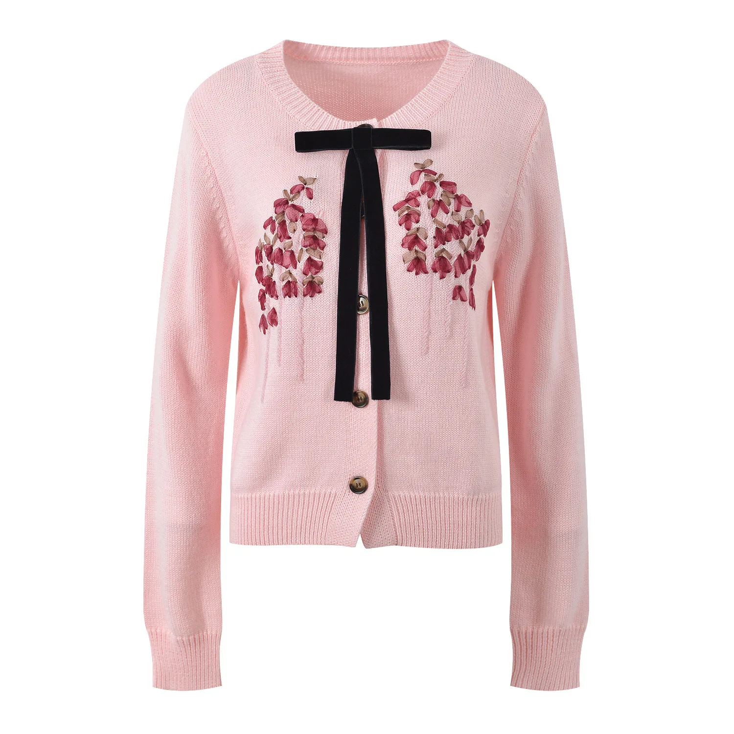 

Ele Heavy Embellied вязаный круглый свитер Ne с дизайном лепестков Топ для поездок на работу Универсальный женский модный трикотаж