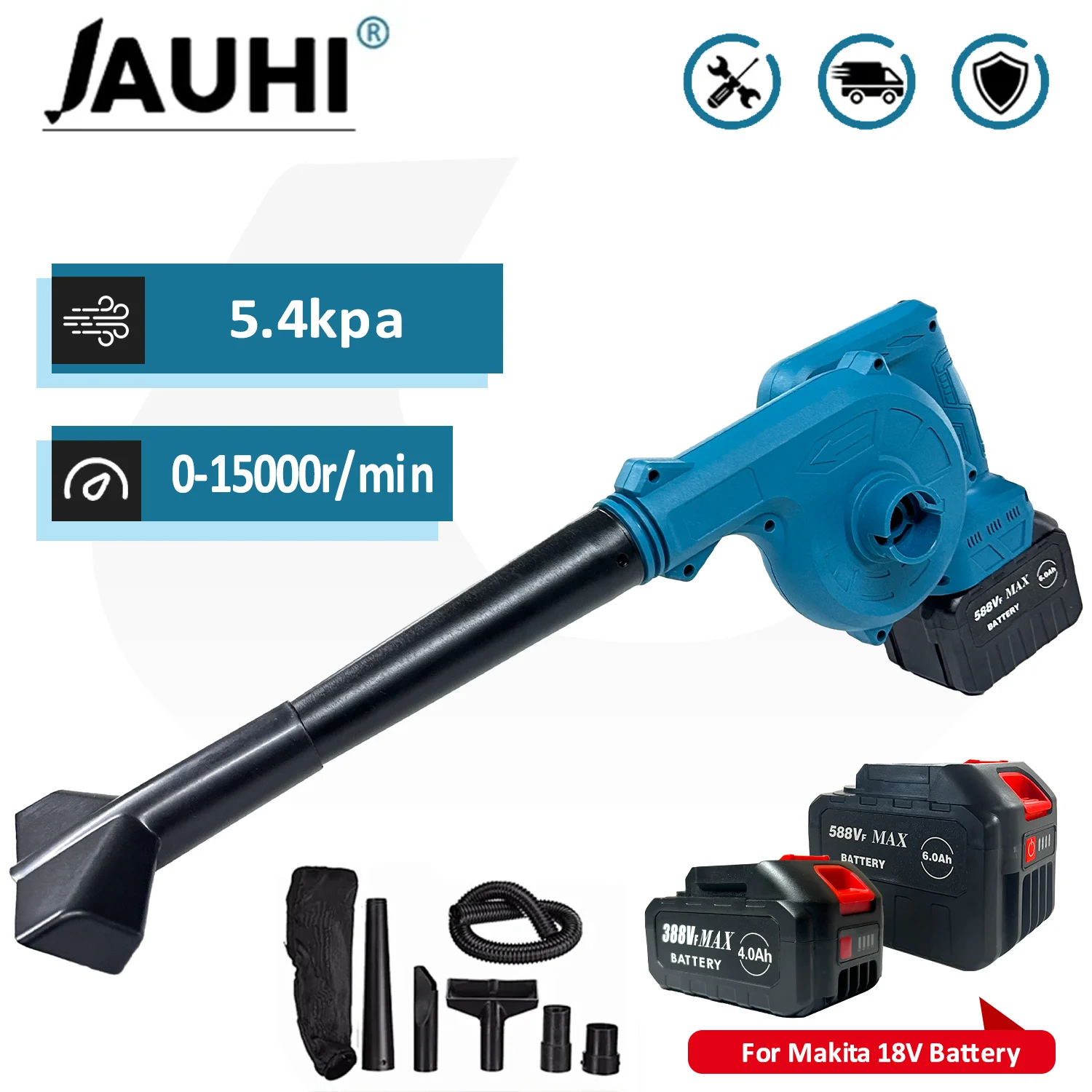 JAUHI 2 in 1 Cordless Blower & Vacuum,18V Max Lightweight Handheld Small Dry Leaf Sawdust High-power Rechargeable Blower Cleaner