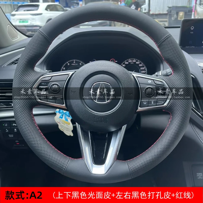 100% Fit For Acura TLX MDX RLX ZDX CDX RDX TL RL Hand-stitched Non-Slip Suede Genuine Leather Car Steering Wheel Cover