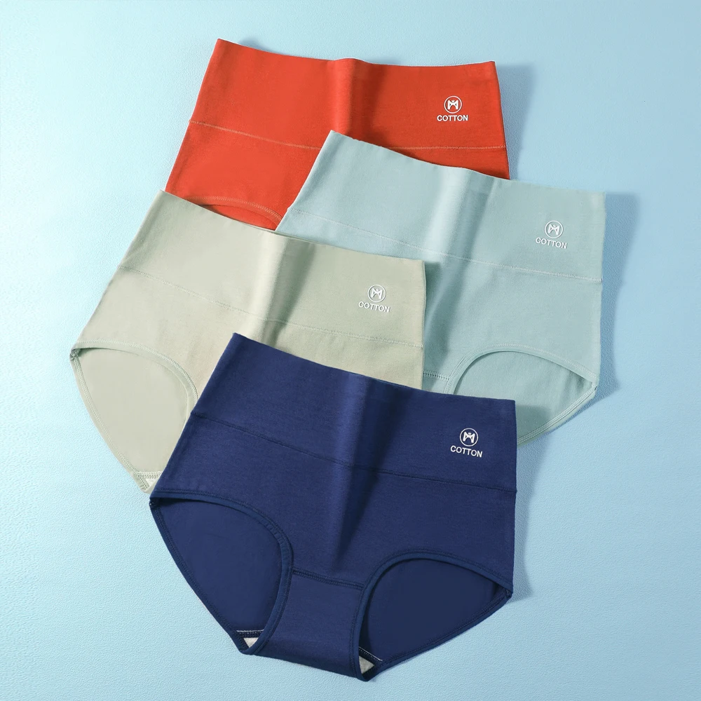 القطن المرأة سراويل مرونة لينة كبيرة الحجم XXXXL تنقش ارتفع السيدات الملابس الداخلية تنفس مثير عالية الخصر ملخصات