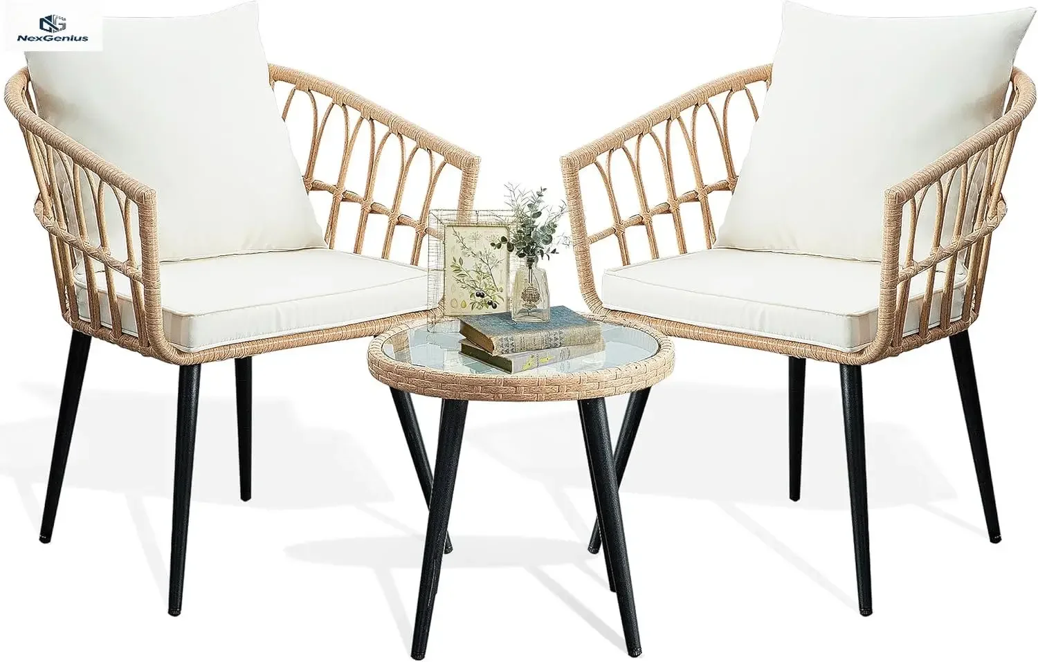 Outdoor Wicker Patio Bistro Set Rattan Table Chairs For Porch Backyard Lawn Poolside Deck Apartment Balcony Furniture