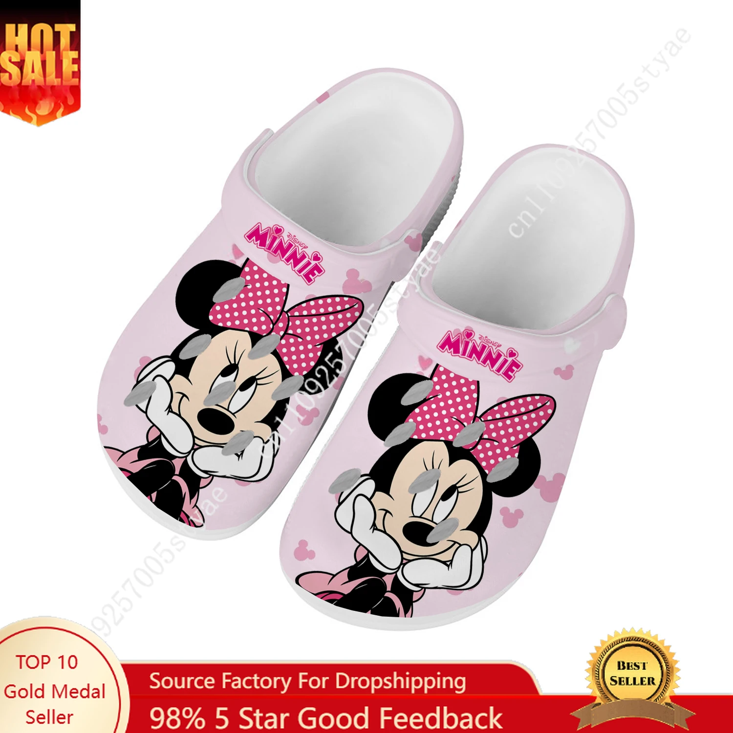 

Disney Minnie Mouse Water Shoes Men Women Comfortable Fashion Home Garden Clogs Customizd Sandals Beach Breathable Hole Slippers