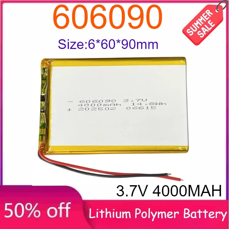 

606090 3.7V 4000mAh Polymer Lithium Battery for Power Bank Audio System Tablet Computer