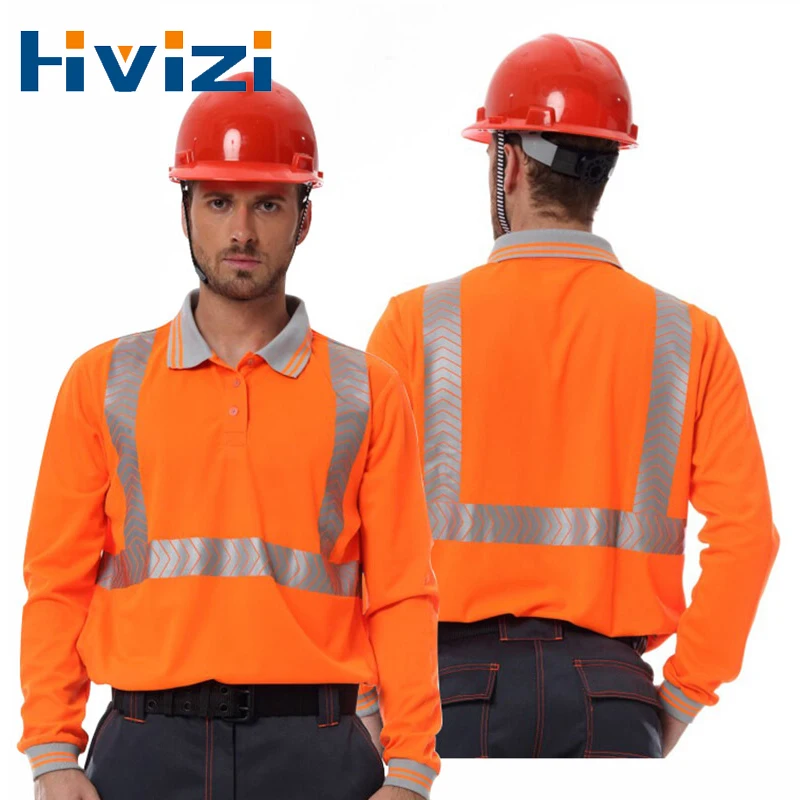 

Summer Quick Dry Fit Hi Vis Workwear Safety Long Sleeve Orange T Shirt Reflective Work Tops Construction Engineer