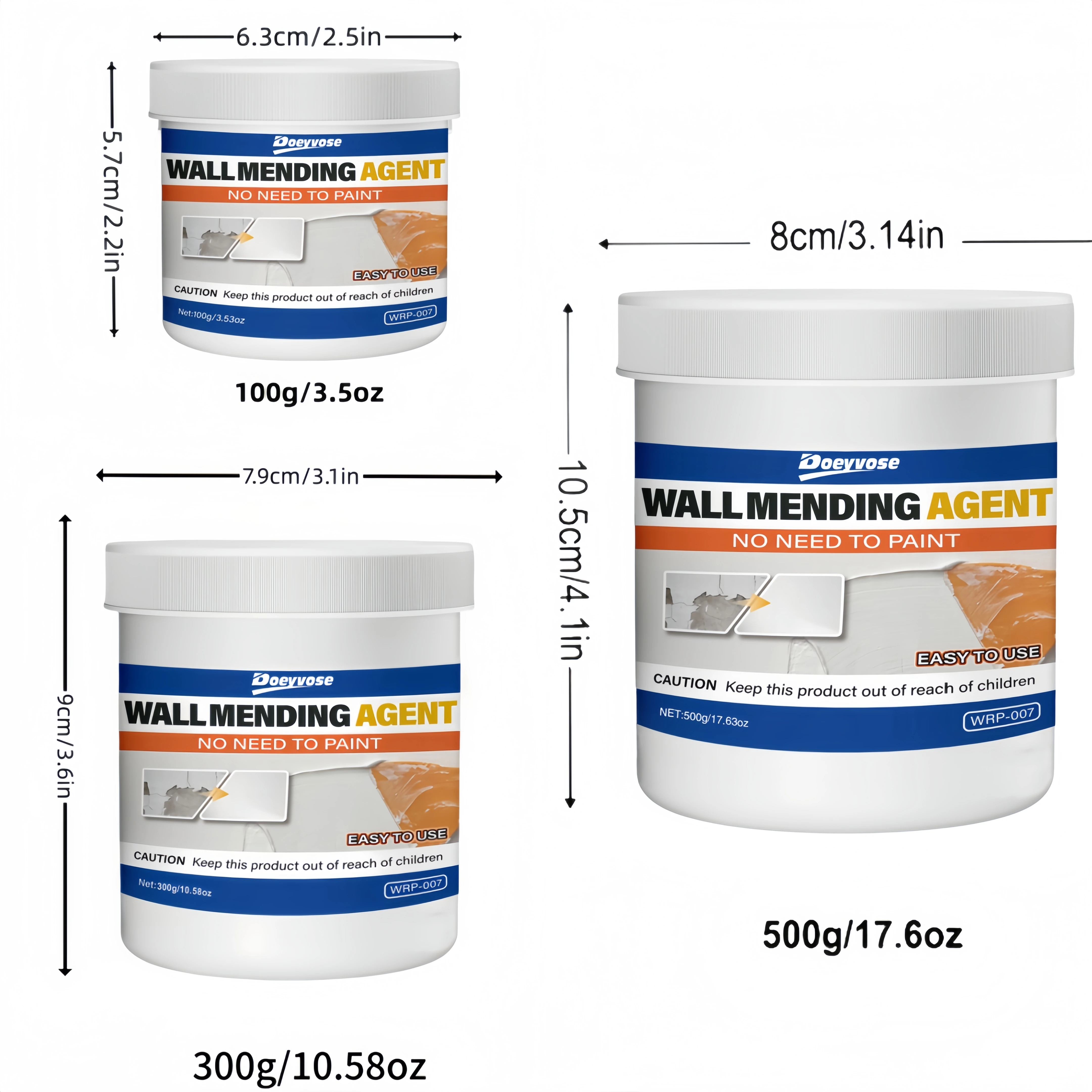 500g/300g/100g Quick Dry Wall Repair Paste Waterproof  Fix Cracks Holes Graffiti Stains
