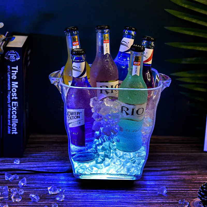 

Square luminous ice bucket KTV bar wine bucket, acrylic champagne bucket, beer bucket, small plastic ice bucket