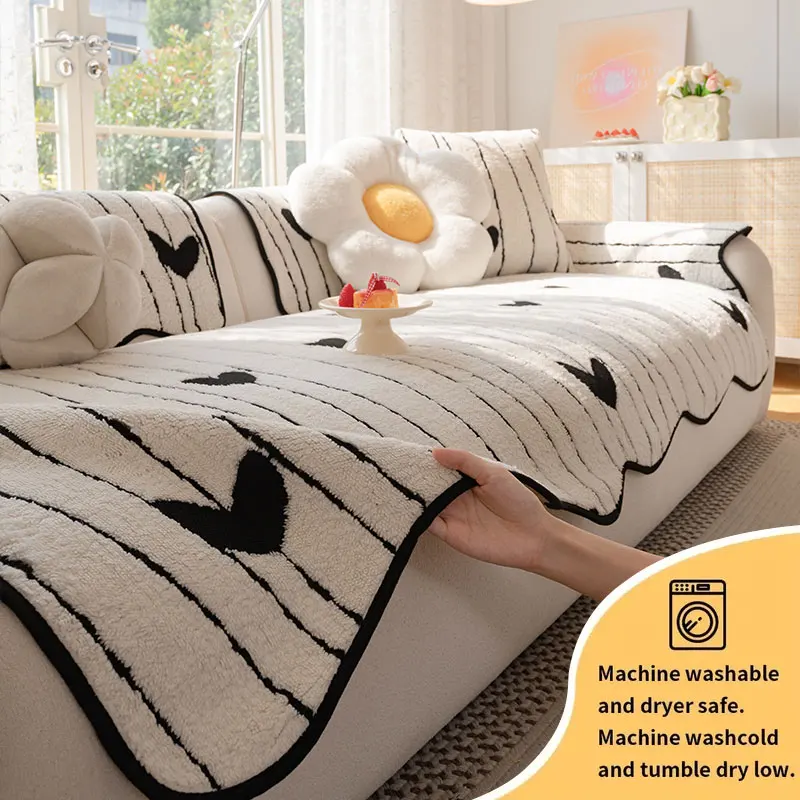1PC-Shu Mianrong gebogenes Sofakissen, weich, warm, dick und rutschfest, geeignet zum Dekorieren von Wohnzimmersofas im Winter