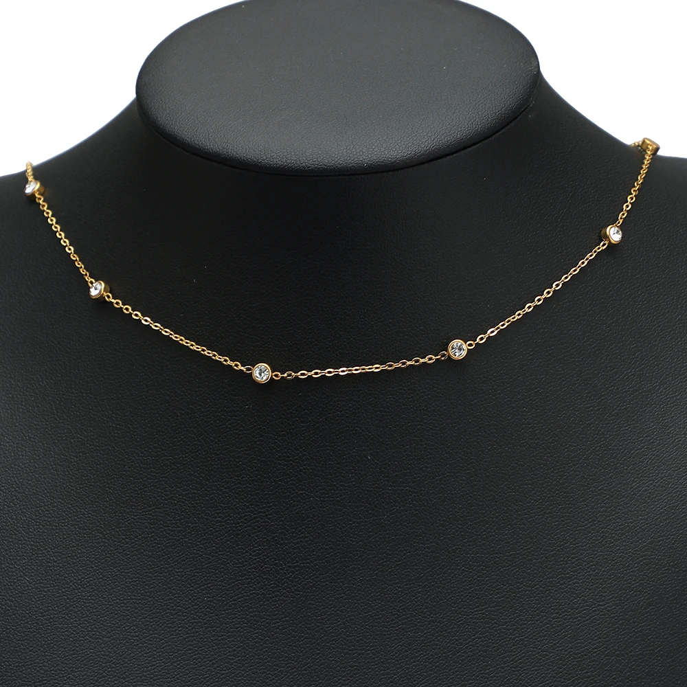 1 Meter PVD 18K vergoldete Edelstahl-Zirkon-Flachketten für DIY-Schmuckherstellung, Halsketten, Körperketten, Armbandzubehör – Detail 4