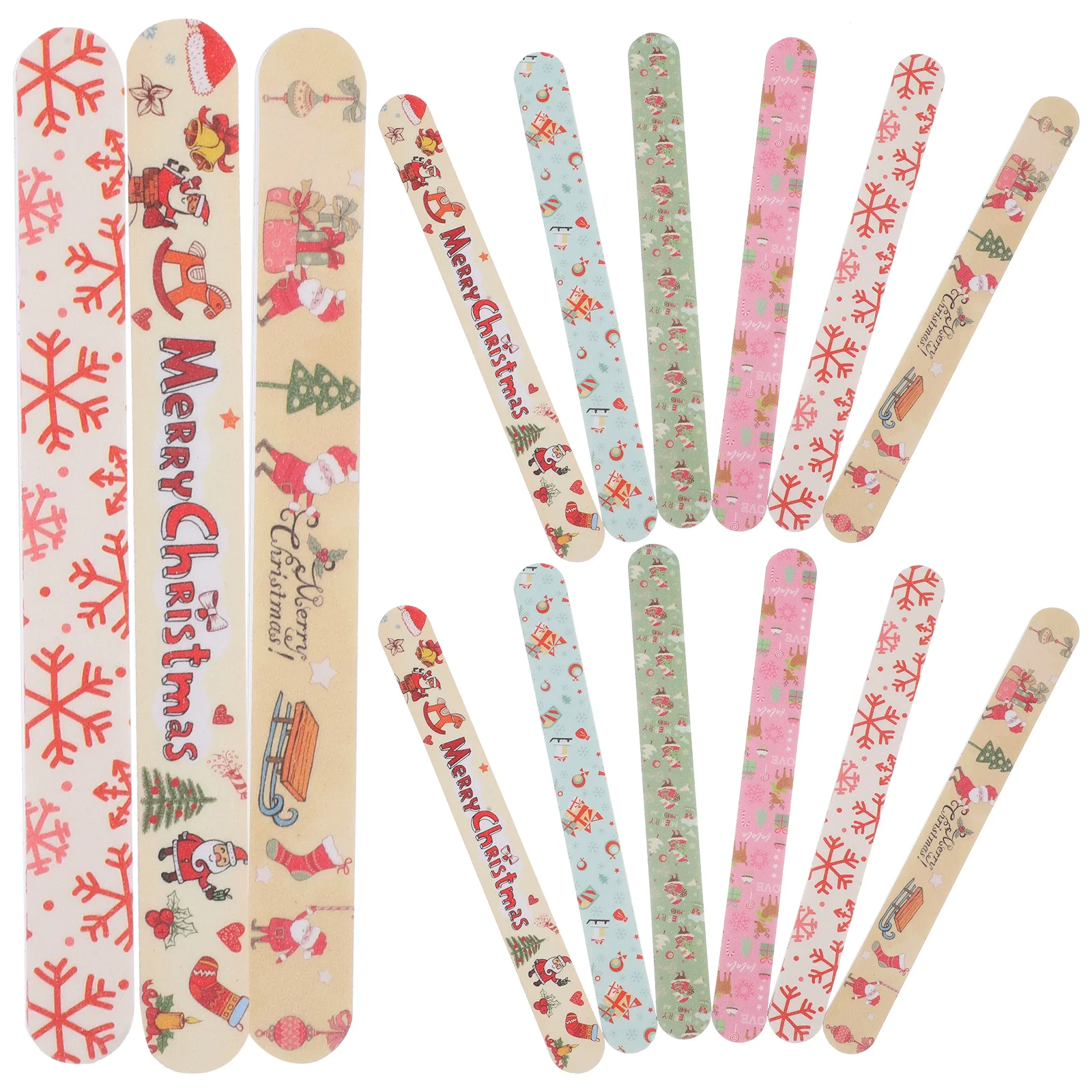 24 Pcs Nail File Santa Claus Simple Trimming Remover Arc-shaped Pedicure Tool Eva Care Christmas Theme