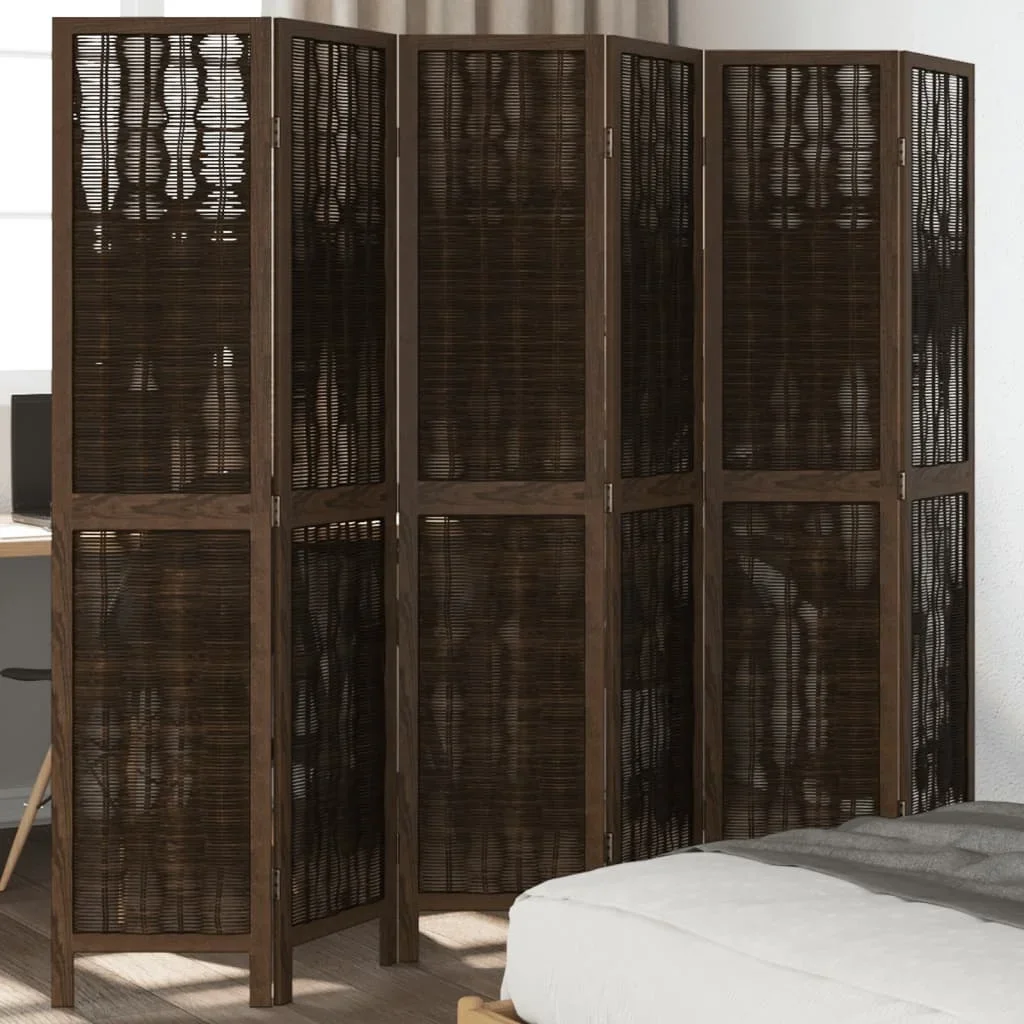 Vidaxl Dark/Brown Room Divider Panels Solid Wood Paulownia Privacy Screen,Blackout Screen,Interior Size 6