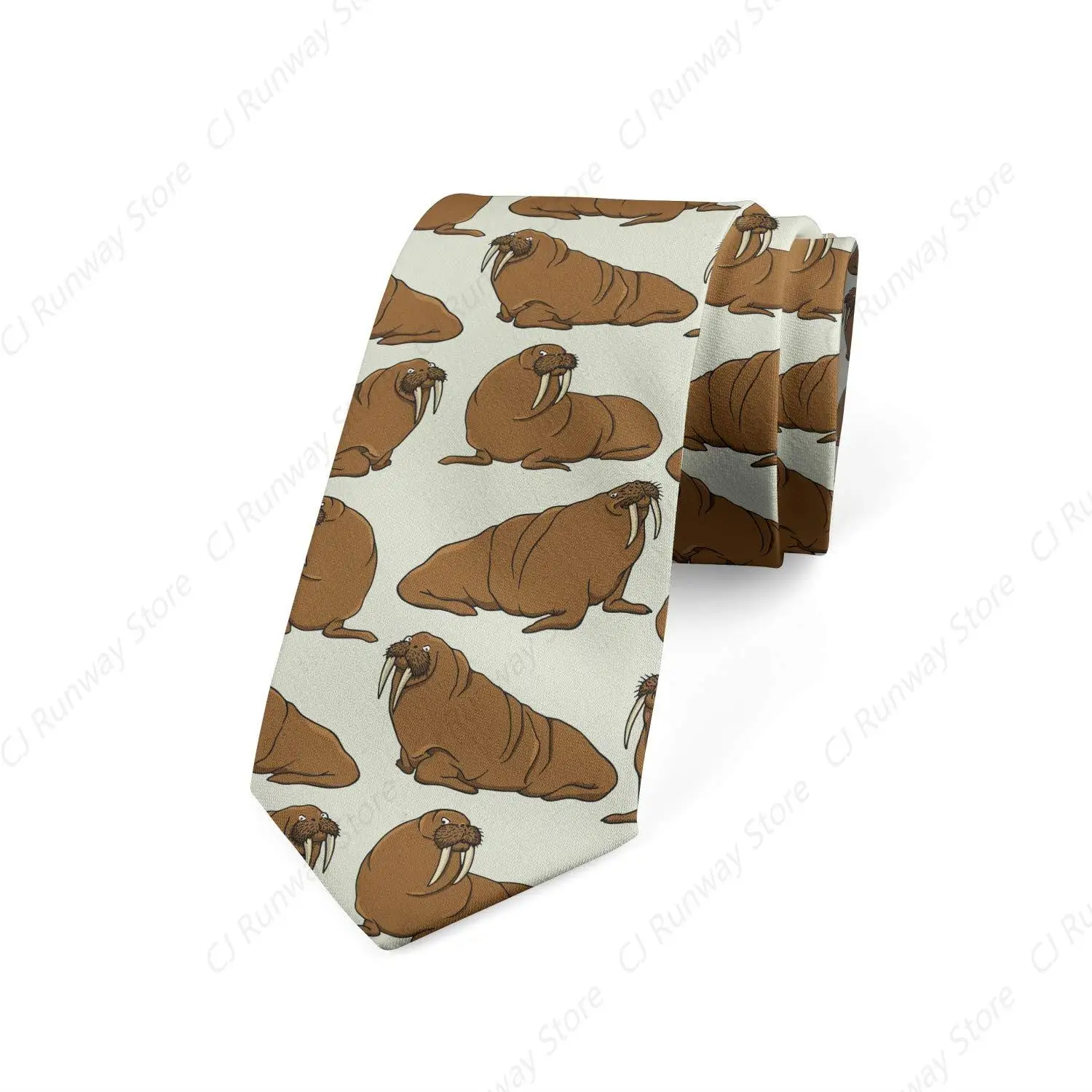 Necktie, Cartoon Walrus Illustration Ties For Man Business Wedding Party Gift