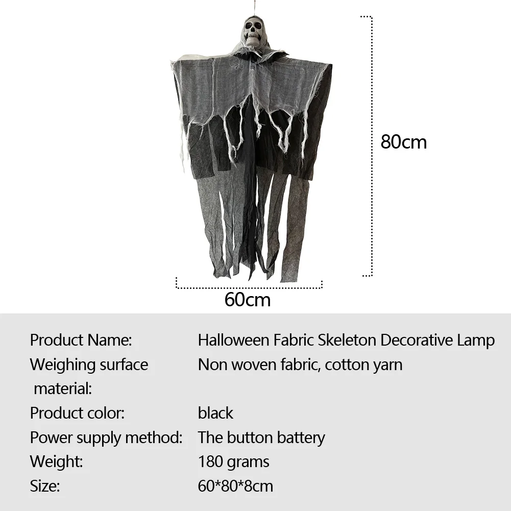 Fantasma scheletro appeso con luci a LED Grim Reapers Patio Portico Teschio Prop per la decorazione della festa di Halloween della casa stregata
