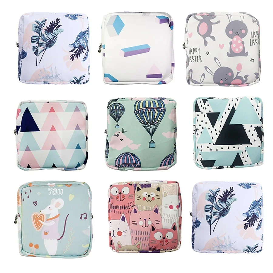 New Women Sanitary Pad Storage Bags Cotton Girls Small Cosmetic Bags Makeup Bag Napkin Pouch For Ladies Travel Organizer