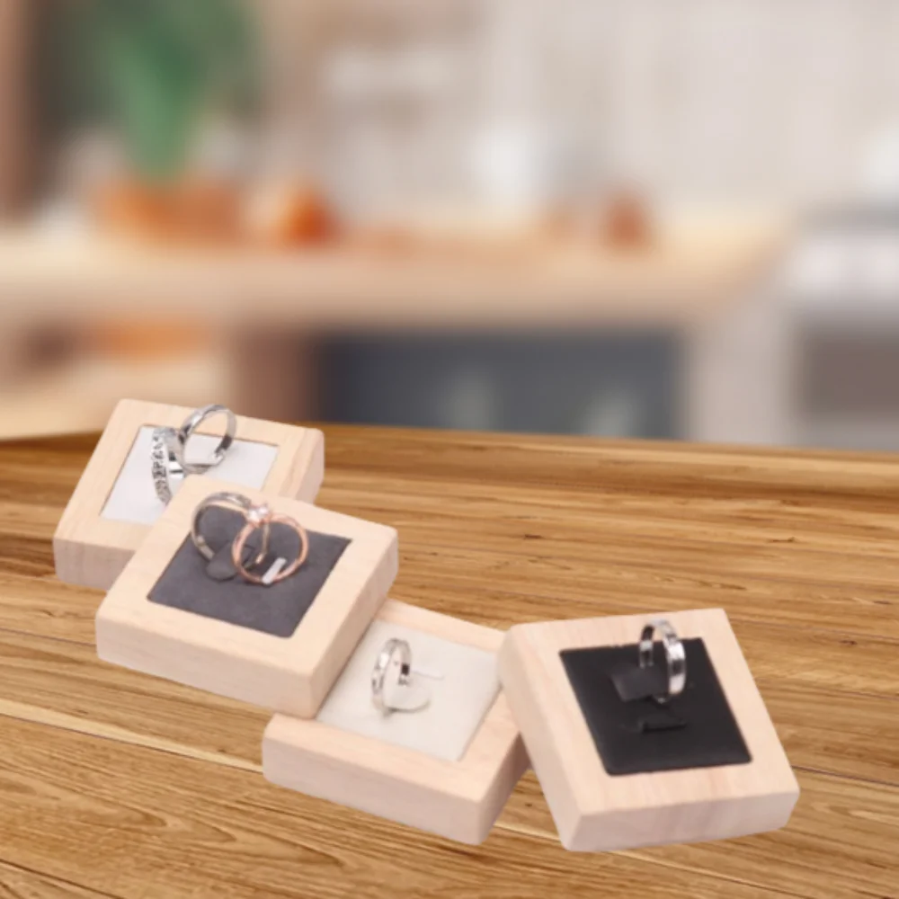 Ring Holder Case Wooden Jewelry Show Props Ring Display Rack Jewelry Display Earrings Rings Organizer Counter Jewellery Prop