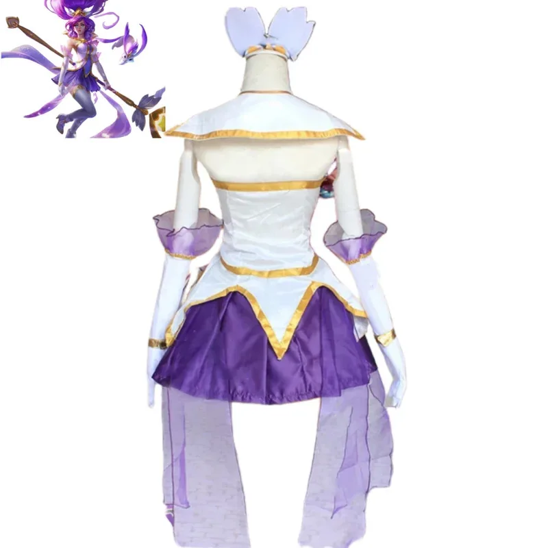 Game LOL Star Guardian of Soraka Janna Cosplay Costume The Starchild Purple Skirt Wig Adult Woman Sexy Carnival Halloween Suitx;