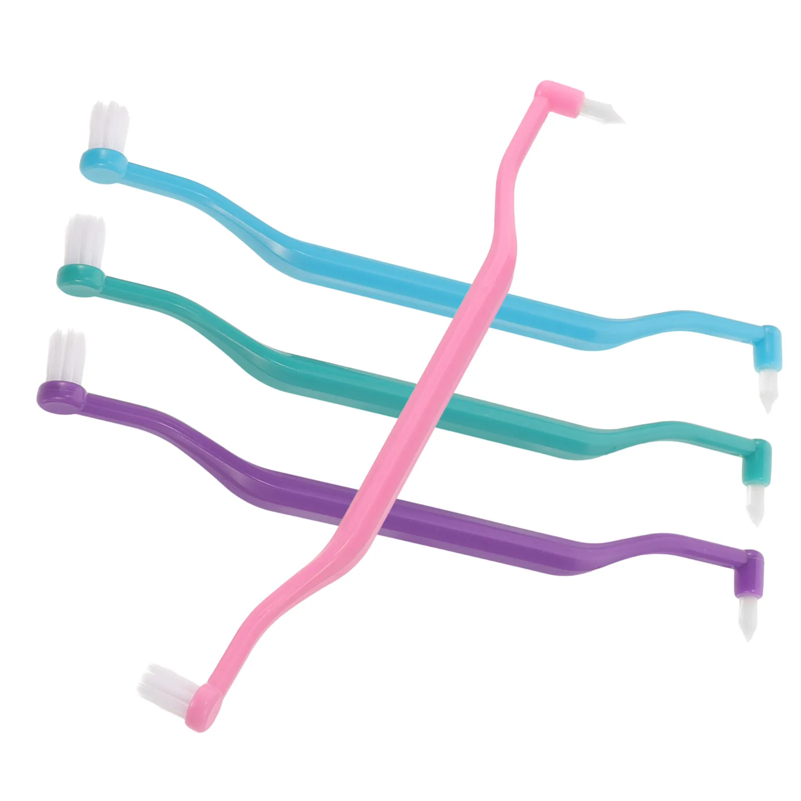 

4pcs Double Headed Toothbrush Ergonomic Tapered Interdental Cleaners Compact Travel Daily Oral Pink Purple Green