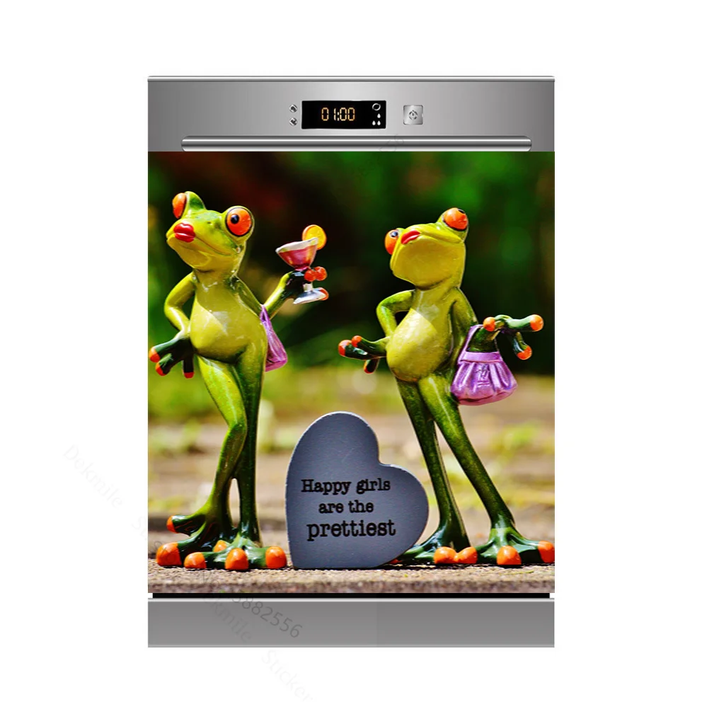 Sofa Funny Dog Dishwasher Sticker Waterproof Animals Cat Frog Birds Tiger Refrigerator Freezer Sticker Cabinet Art Mural Decals