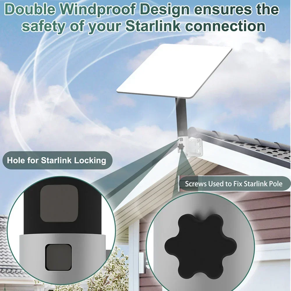 Bracket For Starlink V2 Dish Internet Satellite Antenna Short Wall Mounting Bracket,Locking Holes Screws For RV Yachts Houses