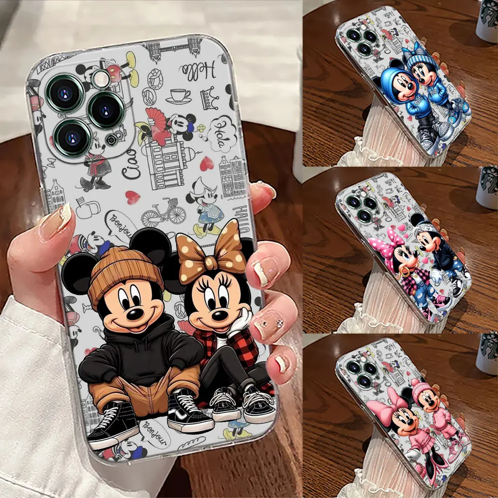 

Mickey Minnie Brand Transparent Phone Case For iPhone 17 Pro Max 17E 11 12 13 14 15 16 Pro Max Plus 17 Air 16E 7 XS Soft Cover