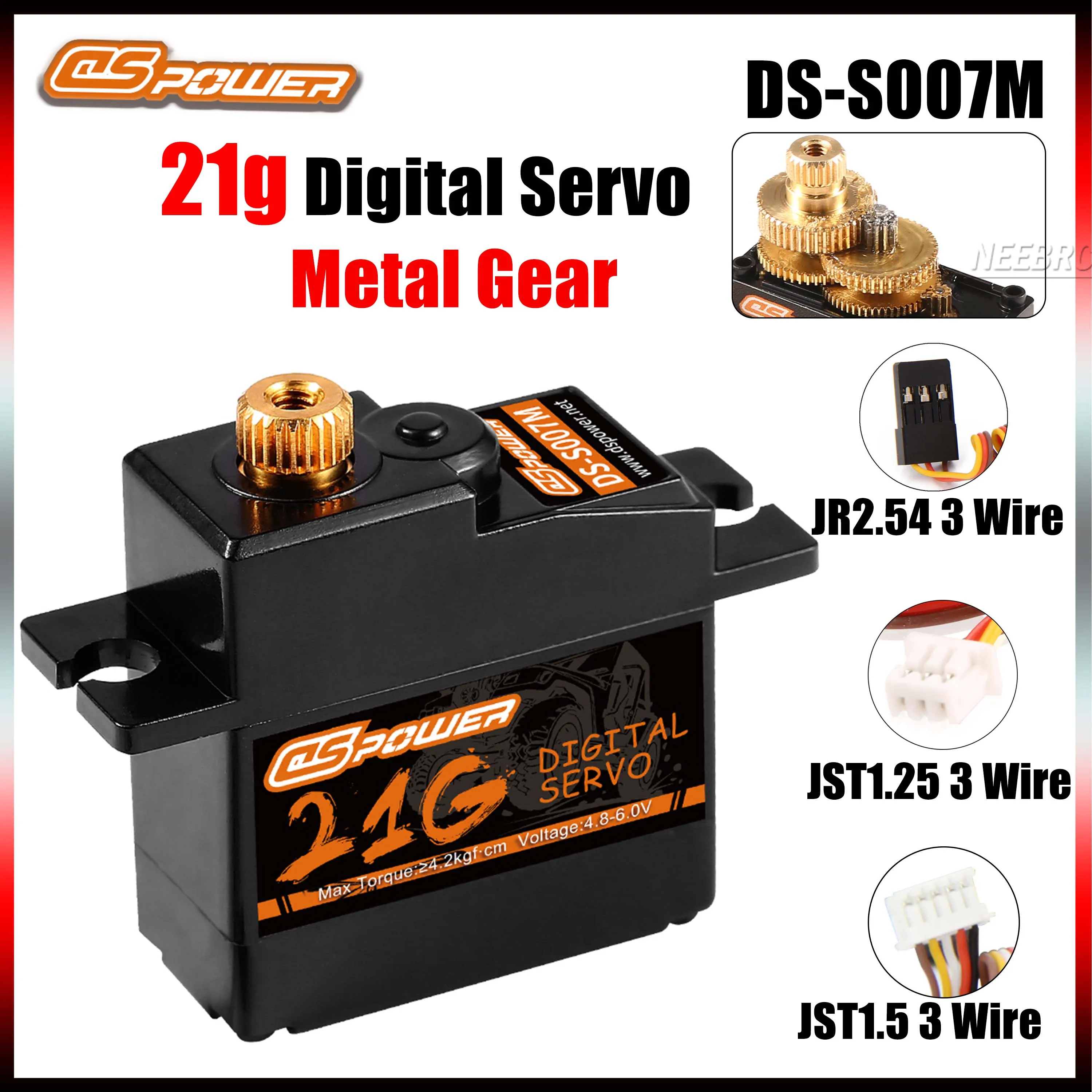 DSPOWER 21g Metallgetriebe Micro Digital Servomotor 4,8~6,0V 4,2KG Drehmoment für 1:18 1:16 Rc Autos Mjx Hyper Boat Roboter Zubehör
