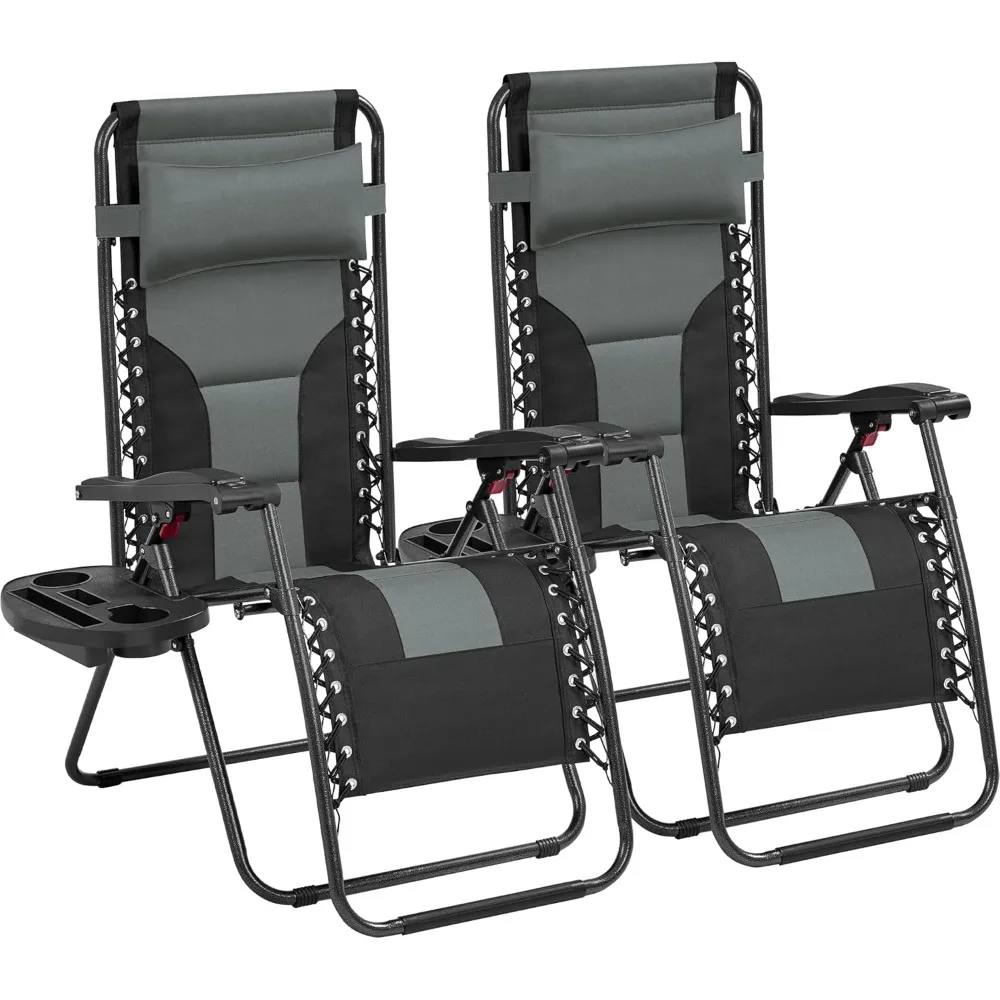 

Padded Zero Gravity Recliner, Foldable Outdoor Patio Chairs, Adjustable Anti Gravity Lounger for Backyard Camping w/Carry Strap