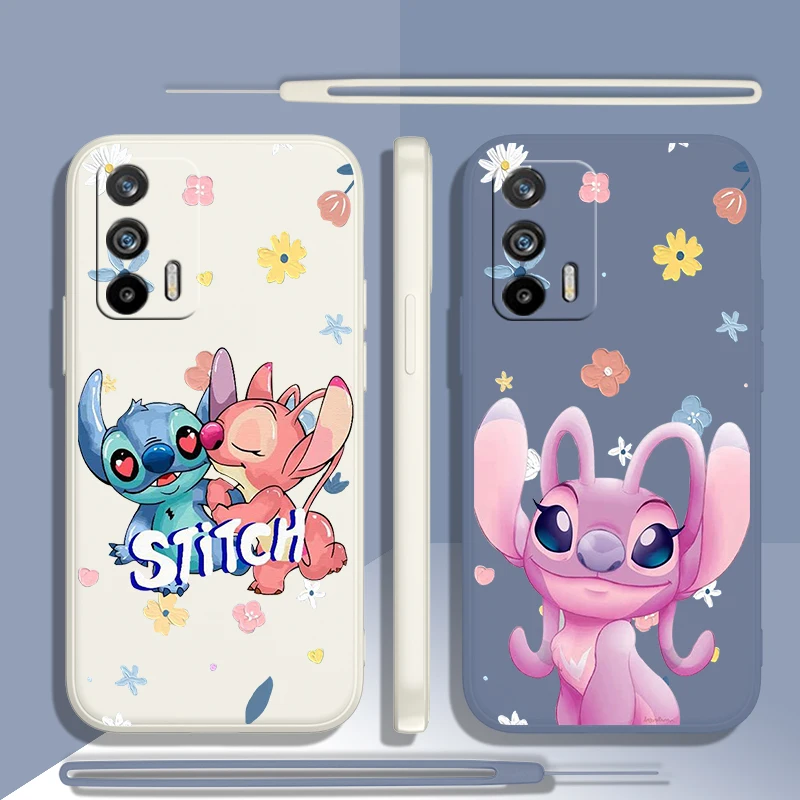 Stitch Anime Art For OPPO Realme GT Neo 5 GT 3 2 C55 33 35 30 S 240W SE Neo3 2 Q5 3 5g Liquid Rope Phone Case