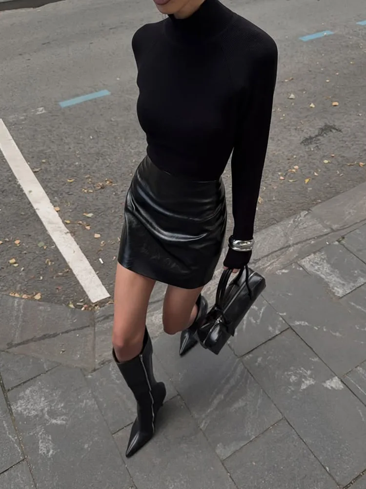 Ahagaga sexy bodysuits femininos gola alta regular mangas compridas oco para fora magro bainha basci casual feminino camisetas macacão fino