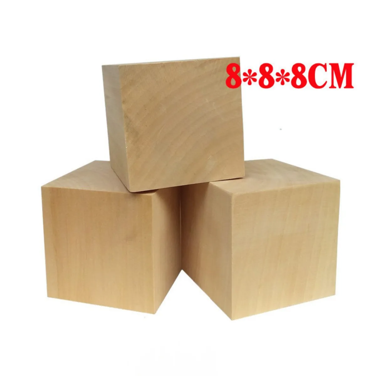 8cm Cubic Wooden Blocks Solid Cube Wood Timber for Figurines Base / DIY Furniture / Spacer