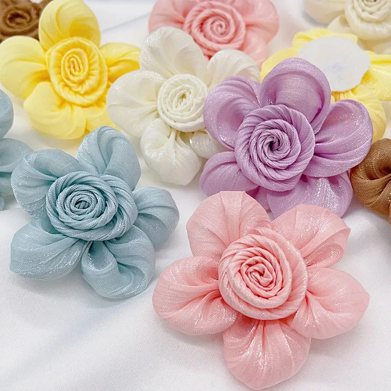 Handmade Chiffon Fabric Flowers For Clothing Wedding Dress Hats Decor Headwear Accessories