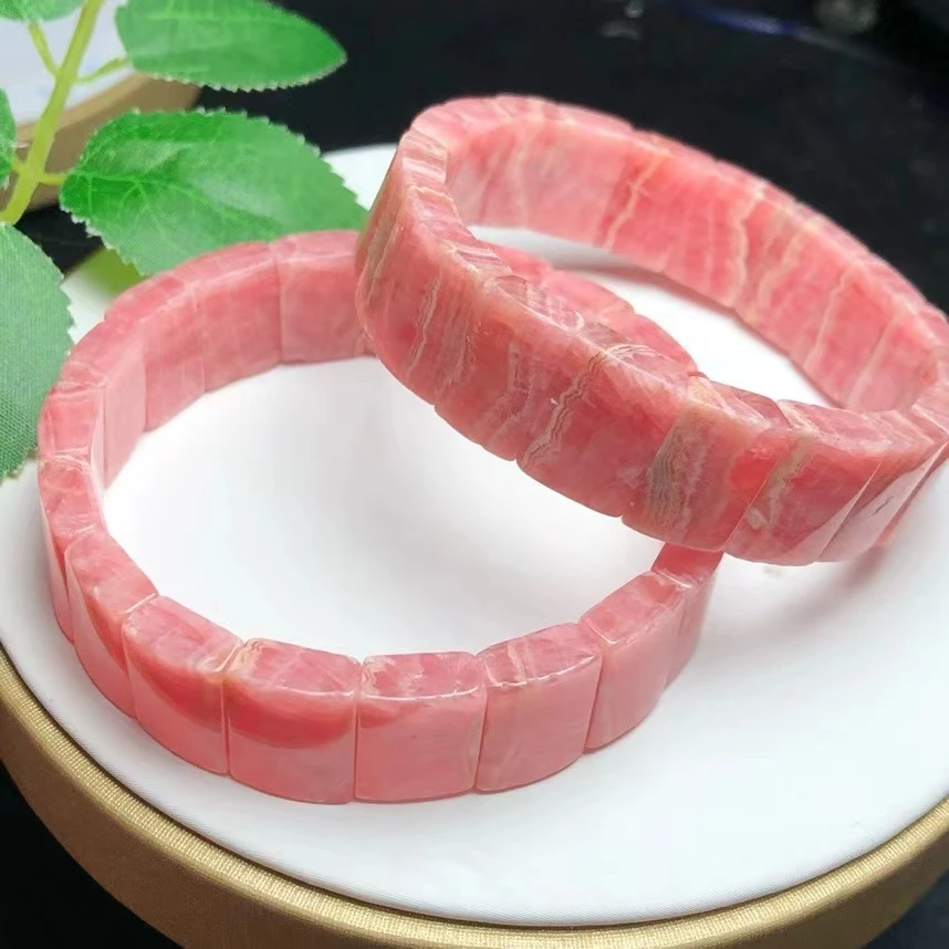 Natural Red Rhodochrosite Bracelet Rectangle Bead Bangle Jewelry 14x10mm For Women Men Rose Rhodochrosite Bangle AAAAAA