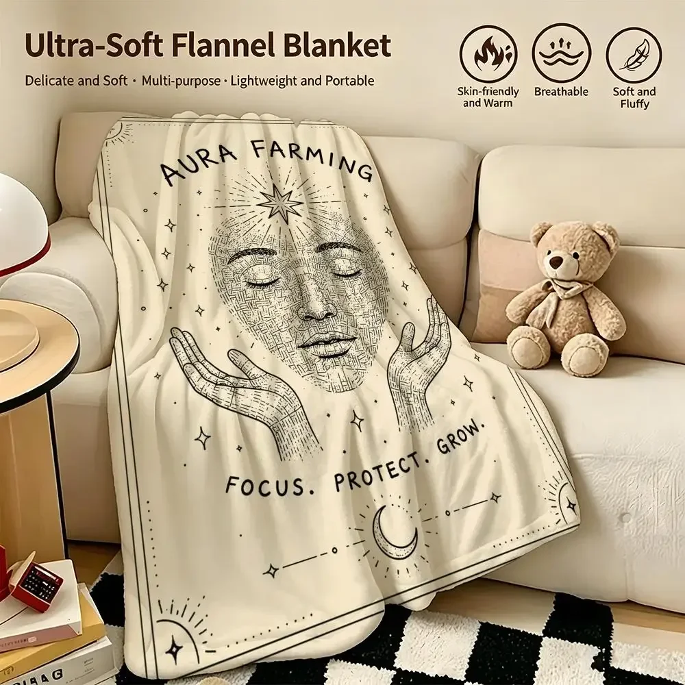 Core Aura Farming Throw Warm Soft Flannel Blanket, Multi-use for Sofa Bed Camping Travel Nap