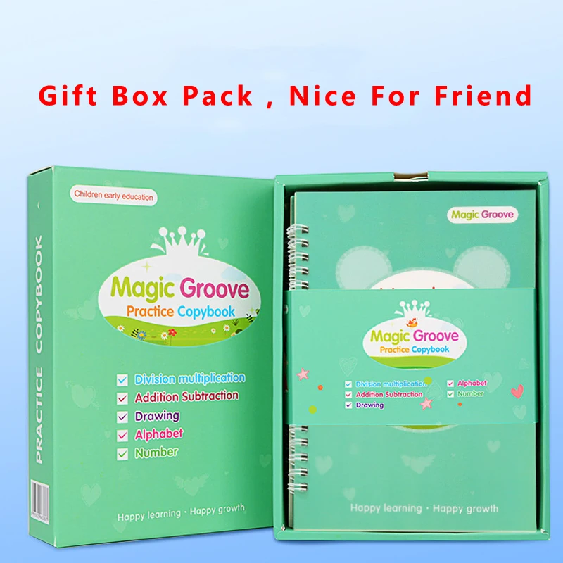 5pcs/Set Magic Groove Practice Copybook Pen Preschools Kids Calligraphy Notebook Children Early Education Reusable Writing Book