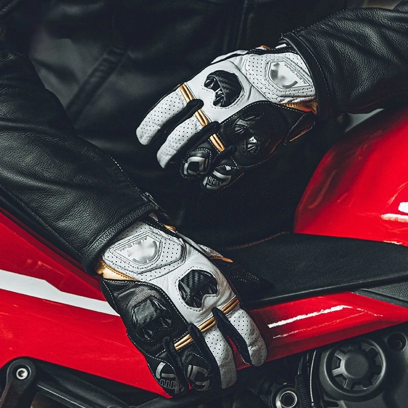 For Motorcycle P7 Leather Gloves Carbon Fiber Anti-Fall Touchscreen All-Season Pink No-Drill Accesorios Moto view 3