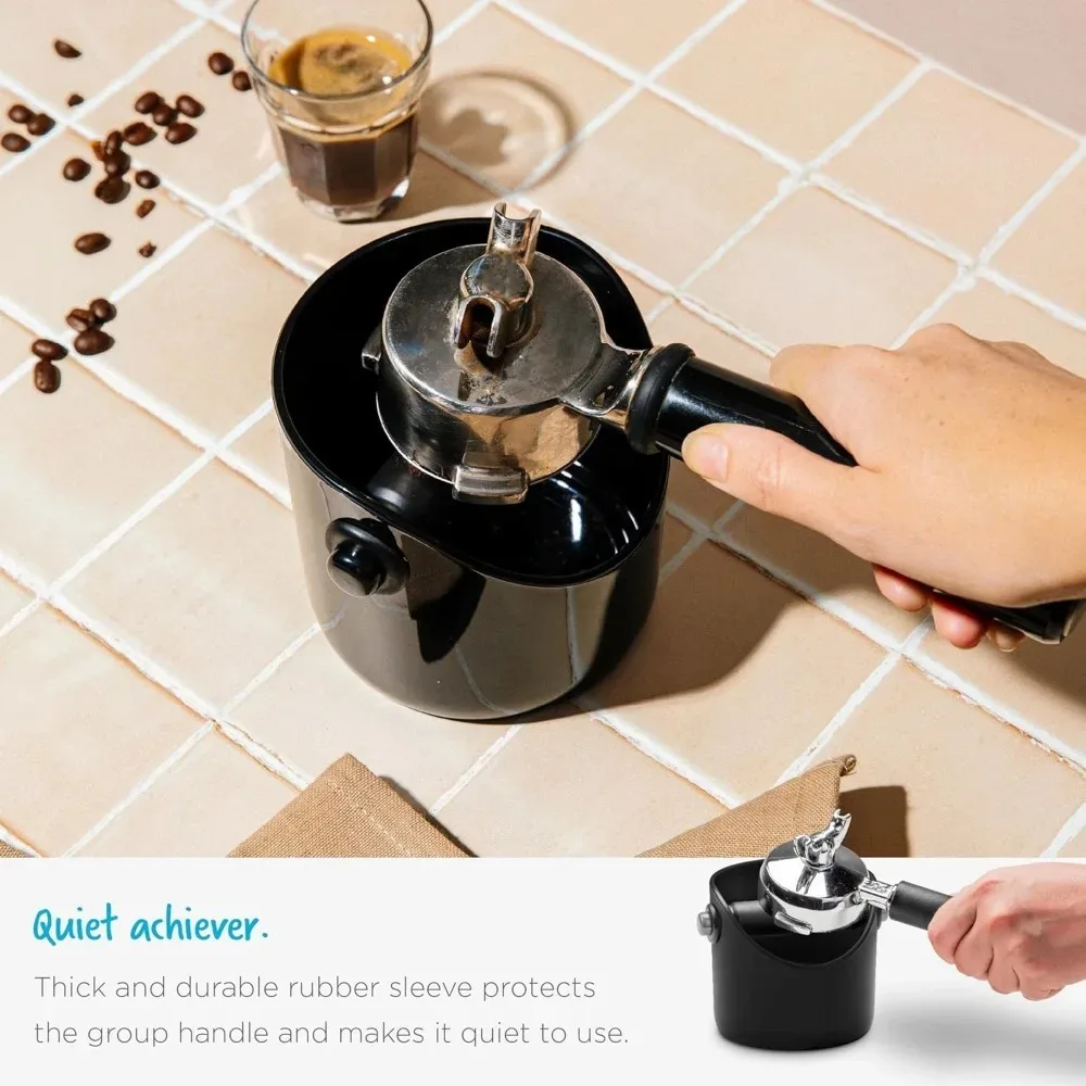 Black Coffee Knock Box Shock-Absorbent Durable Barista Style Knock Box With Removable Knock Bar and Non-Slip Base Gift