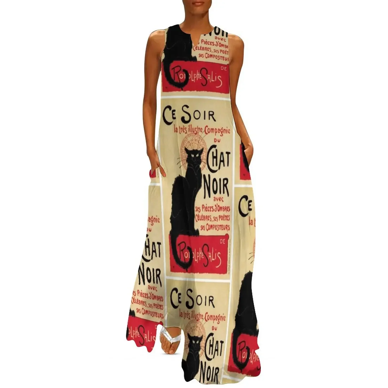 

The black cat, le chat noir famous art nouveau ad Long Dress dress for woman clothes for women Dress