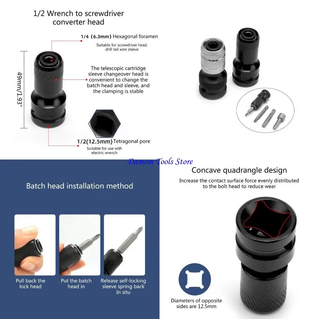Bộ chuyển đổi cờ lê phổ biến 57be Bộ chuyển đổi Ratchet Ratchet Bộ chuyển đổi inch đến 1/4 inch