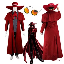 Anime Hellsing Alucard Cosplay Kostuums Rode Lange Jas Hoed Handschoenen Accessoires Uniform Sets Mannen Kleding Voor Halloween