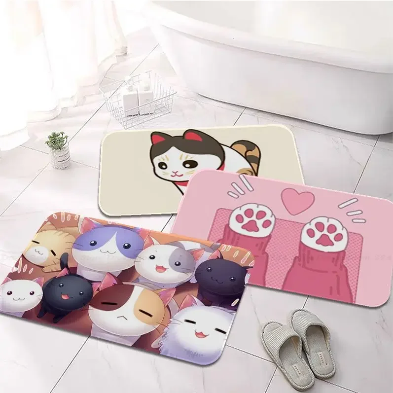 

Pink Anime Cat Paw Floor Mat Entrance Door Mat Washable Non-Slip Living Room Sofa Chairs Area Mat Kitchen Welcome Doormat