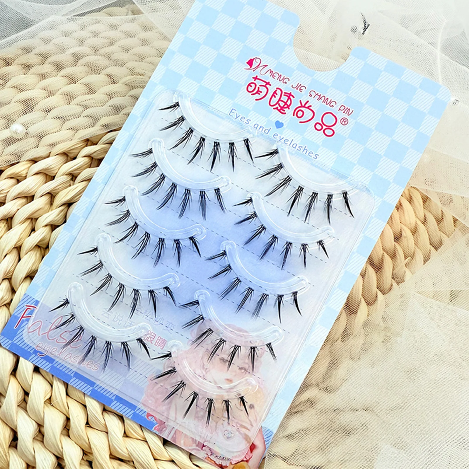 5ペア ナチュラル デイリーつけまつげ ナチュラル スパイク ウィスピー Cカール 9-11mm ミックス 厚め アイラッシュ 美容 アイ コスプレ DIY メイクアップ用