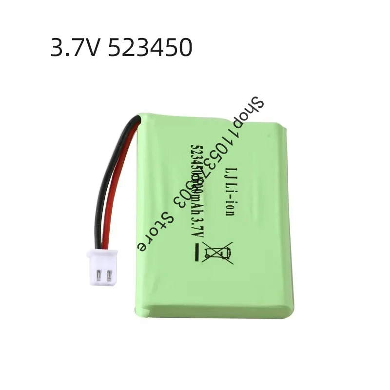 3.7v disc-shaped lithium battery 523450 for toy smart robot talking dog, 600mah rechargeable battery