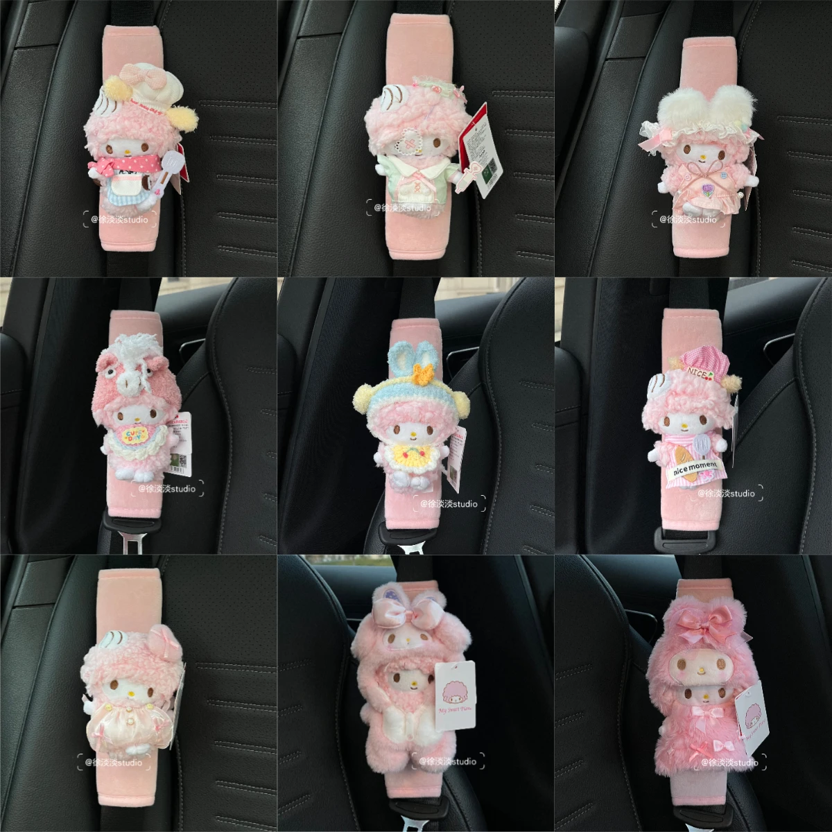 Sanrio My Melody Piano Plush Car Seat Belt Shoulder Cover, Anti‑Chafing Anti‑Neck‑Strain Protector, Interior Decor for Girls