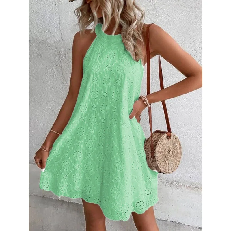 Mini Dresses Women Sleeveless Frock Summer Elegant Loose Fit One Piece Skirt Solid Color Thin Chest Wrapped Clothing Casual Wear