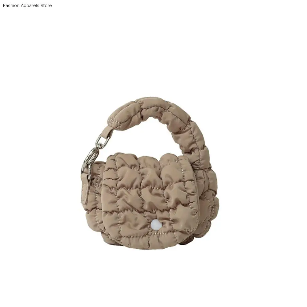 

Cute Solid Color Cloud Pleated Coin Purse Mini Handbag Sling Bag Pendant Korean Style Quilted Purse Girls/Female