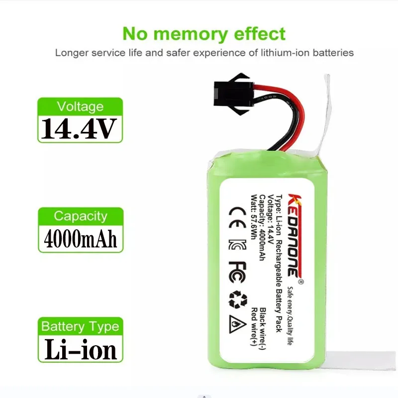 Bateria de 14.4v 4000mah para eufy robovac 15c 15t 25c 30 30c 35c max g10 g15 g20 g30 borda híbrida robô aspirador de pó acessórios