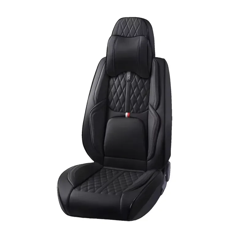 Universal Car Seat Cover Brown Leather Breathable Wear Resistant All Inclusive Design Custom Four Season Auto Interior