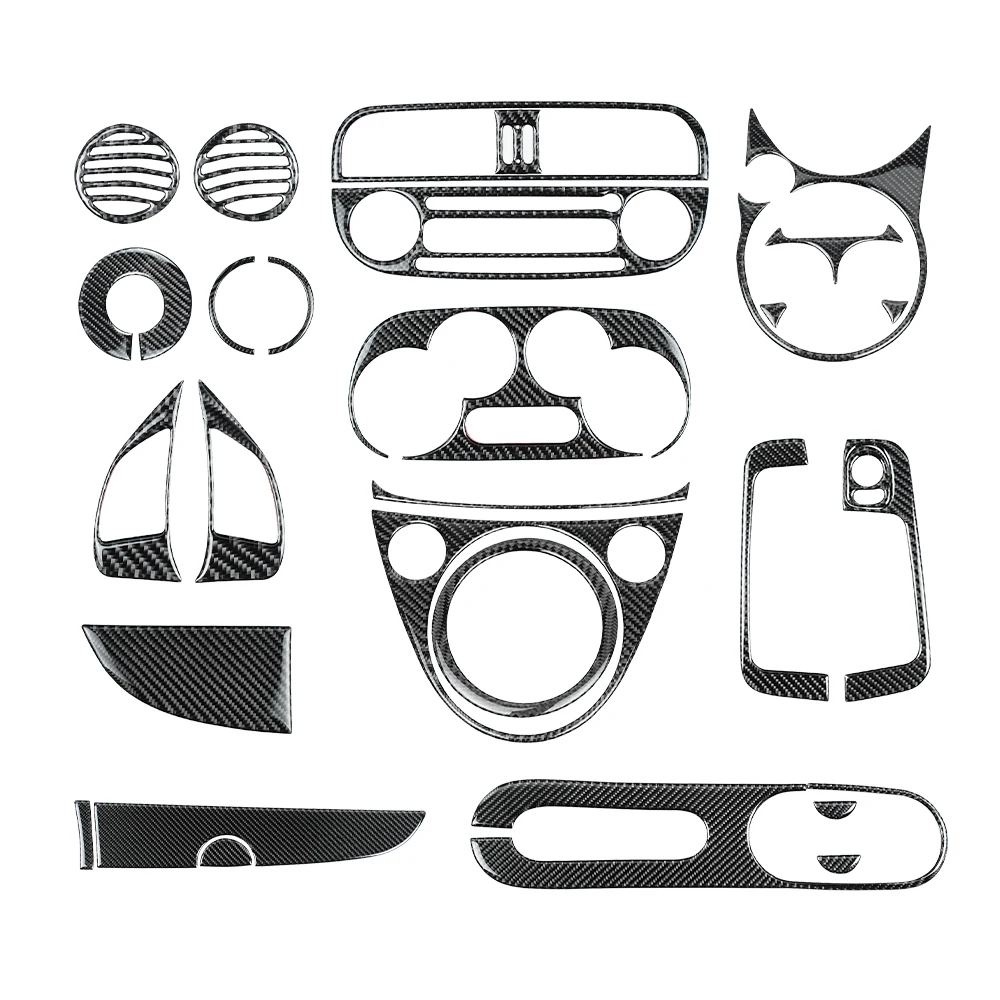 

STLFShasha Carbon Real Carbon Fiber Full Product Interior Kit for Fiat 500 Abarth 595 2012 2013 2014 2015 Carbon Fiber Kit