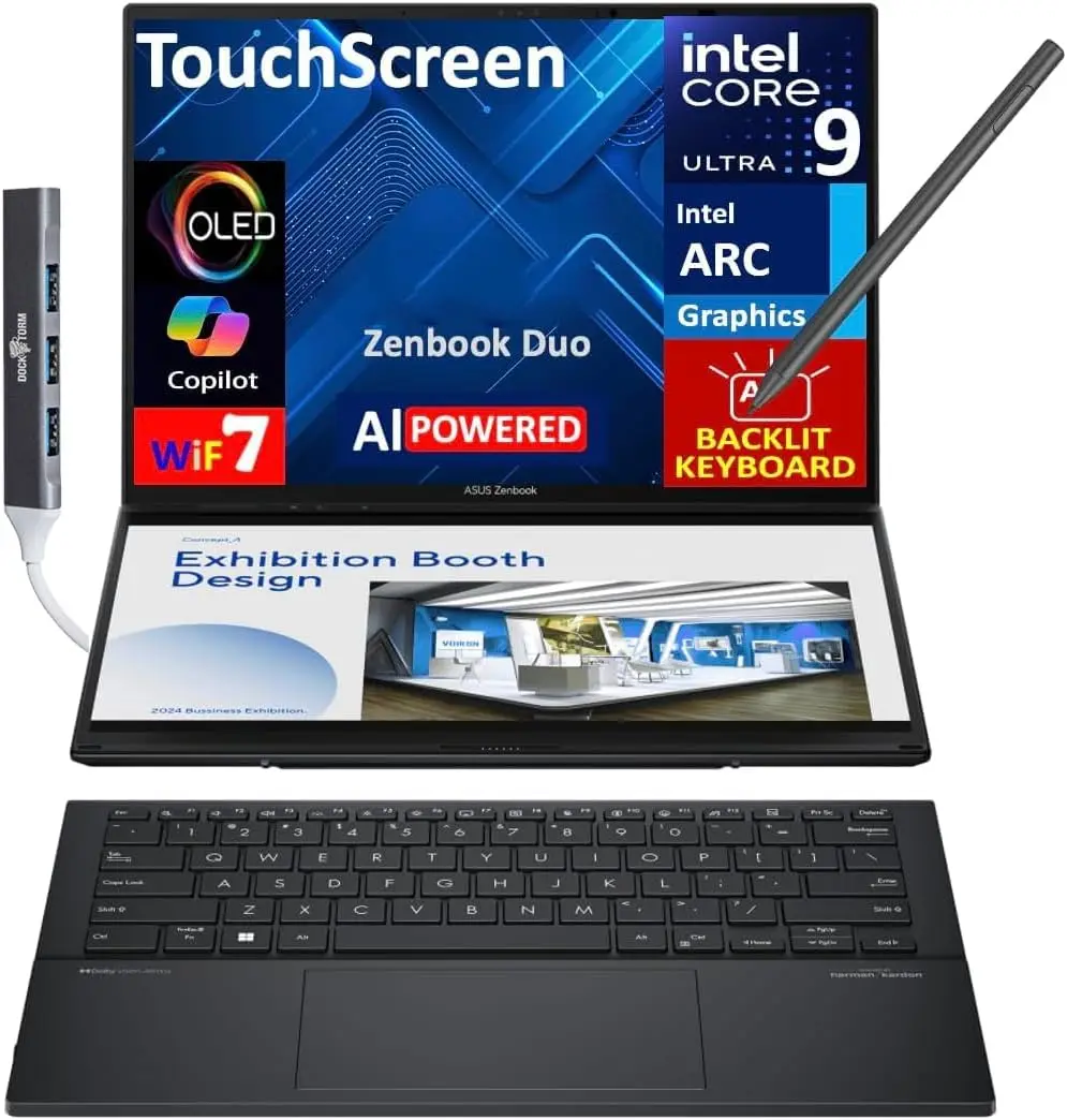 

Ноутбук-трансформер ASUS Zenbook Duo UX8406 AI 2-в-1, 14-дюймовый OLED-экран 3K Touch 120 Гц, Intel Ultra 9, 32 ГБ ОЗУ, 2 ТБ SSD, Windows 11