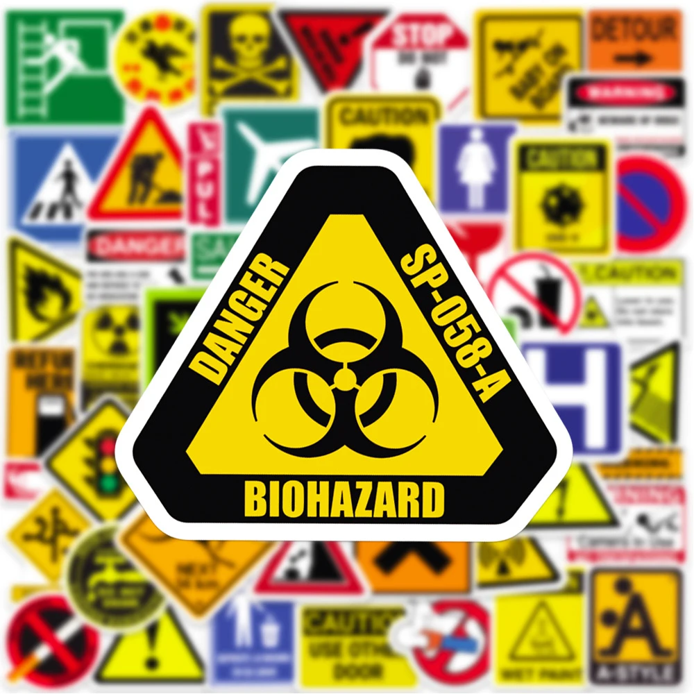 10/30/50PCS Warning Sign Stickers No Smoking Danger Stop Decals Funny Collection Decoration DIY Wall Fridge Suitcase Notebook