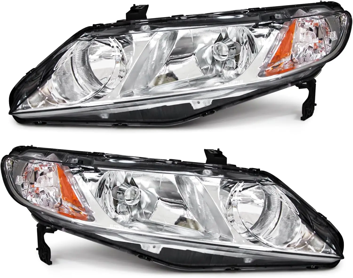

for 2010 Civic Headlight Assembly Compatible with 2006 2007 2008 2009 2010 2011 Honda Civic 4dr Sedan Chrome Housing with Amber