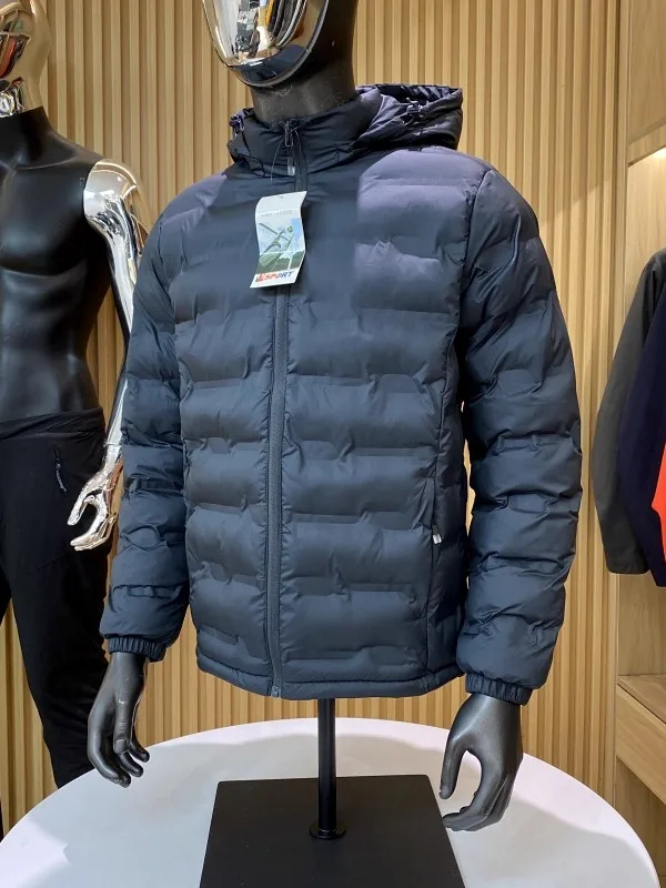 مقاوم للماء خفيف الوزن يحفظ الدفء مقنعين الرجال القطن Jaet في الهواء الطلق الشتاء عادية الراقية ألياف البوليستر معطف مملوء #2